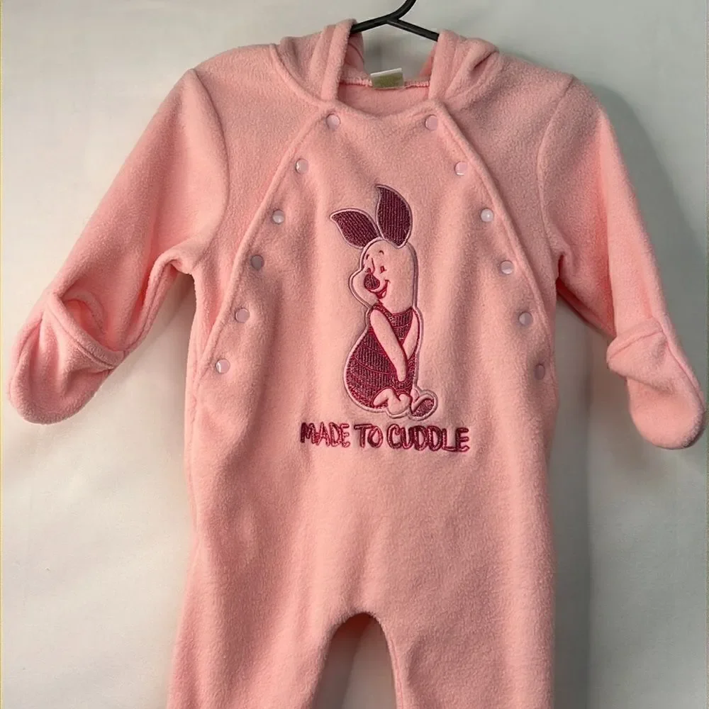 Disney Baby Pink Fleece one piece/snowsuit size 3-6 months EUC
